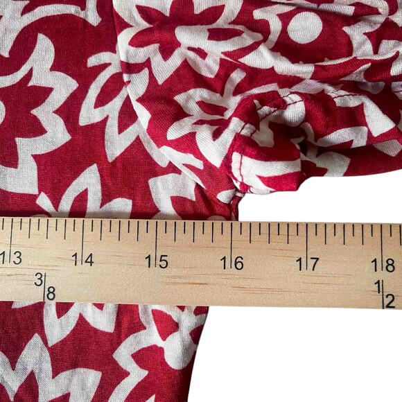 Ric Rac Anthropologie Womens Stellaflora Dress Red White Floral Silk Blend Sze M - Picture 8 of 9